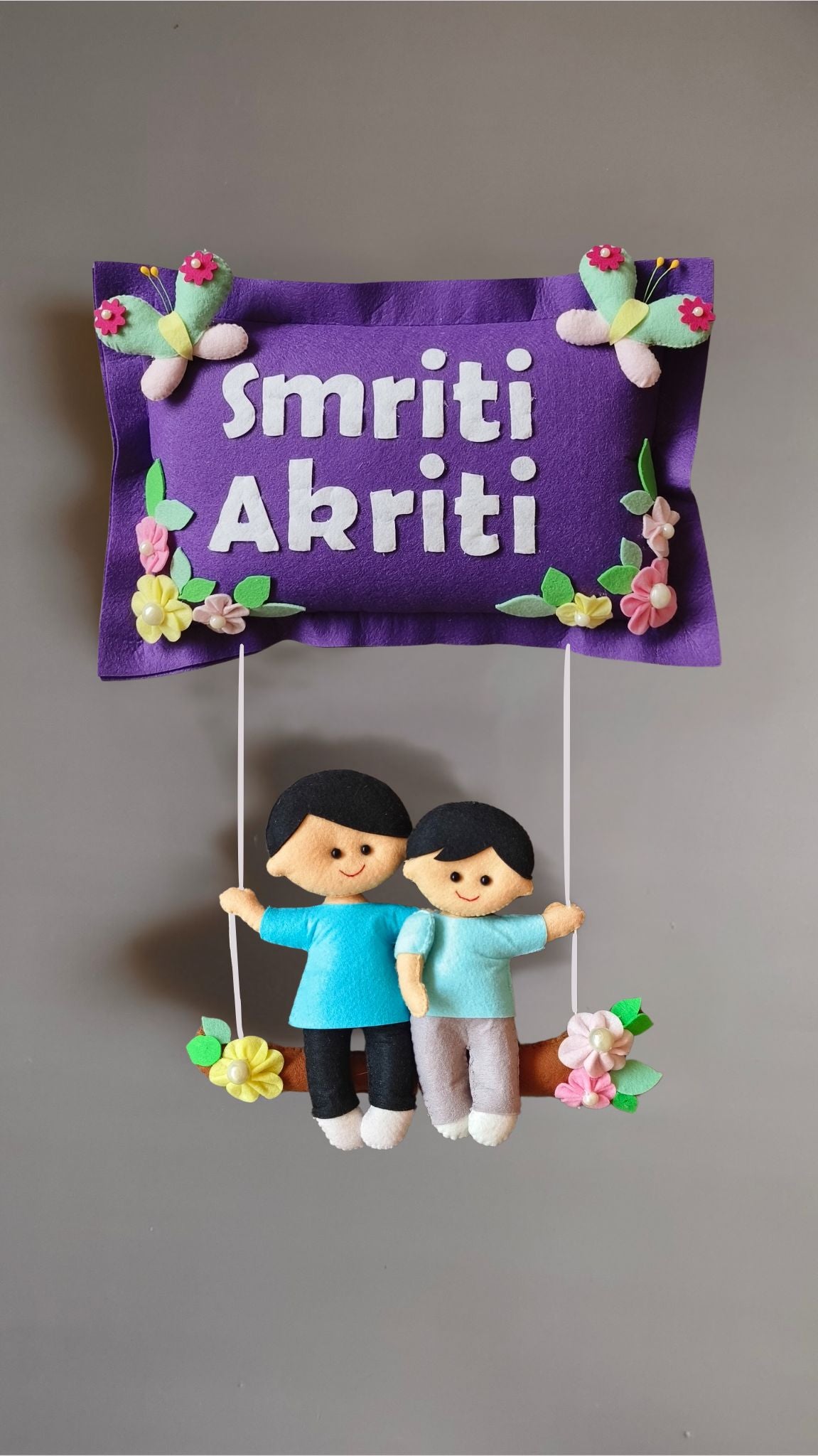 Personalised Siblings on Swing Custom Name Wall Decor