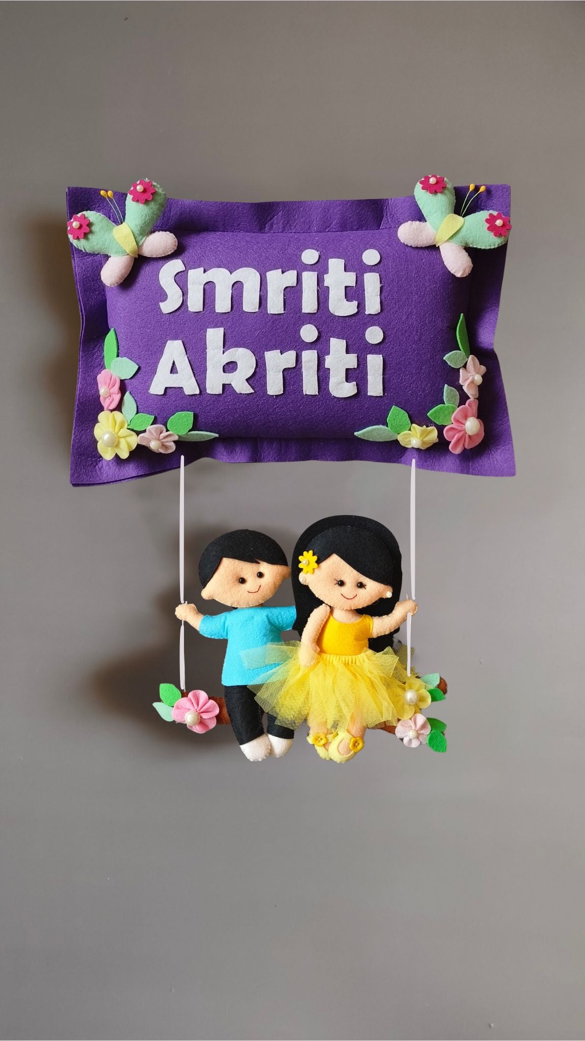 Personalised Siblings on Swing Custom Name Wall Decor