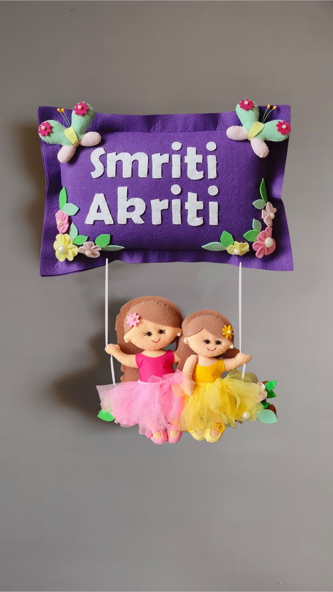 Personalised Siblings on Swing Custom Name Wall Decor
