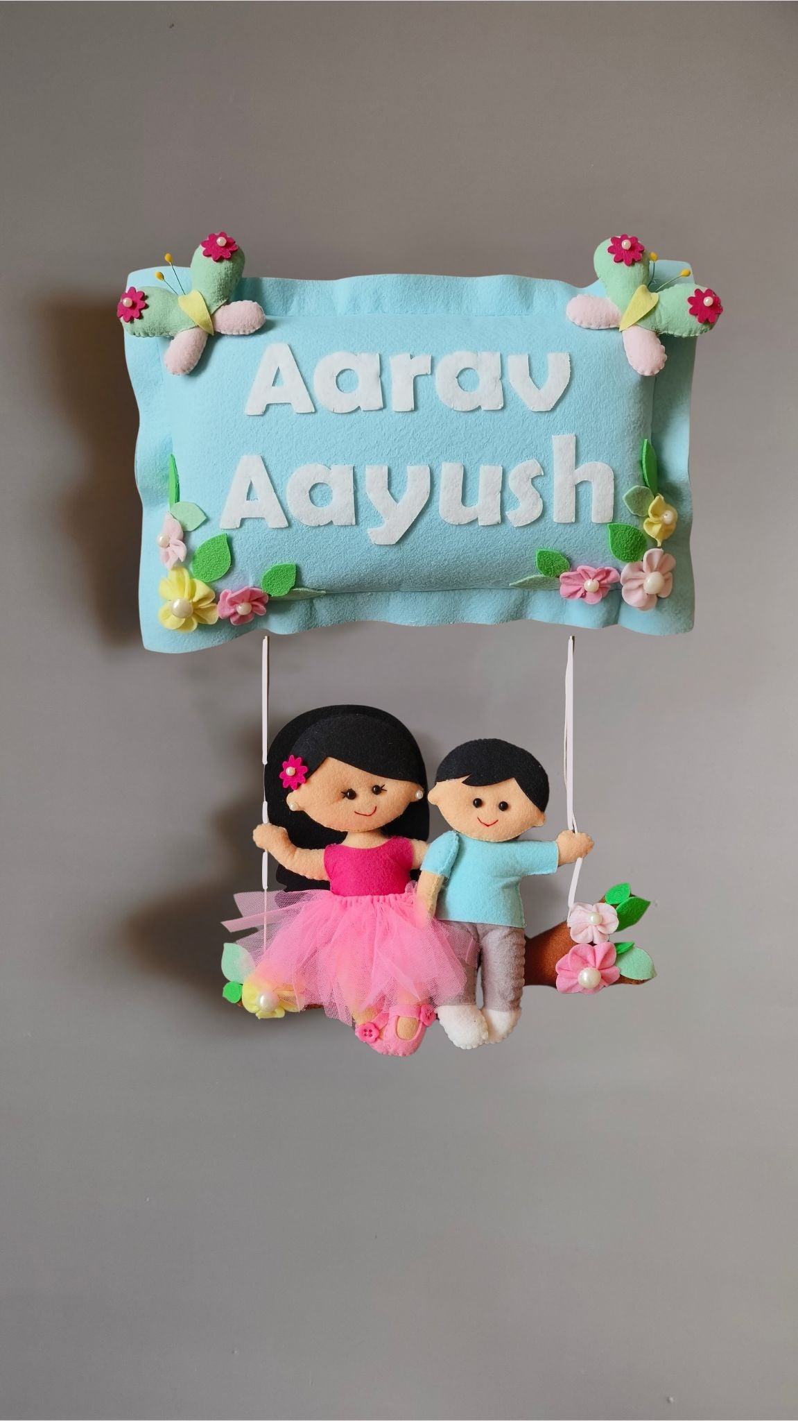 Personalised Siblings on Swing Custom Name Wall Decor