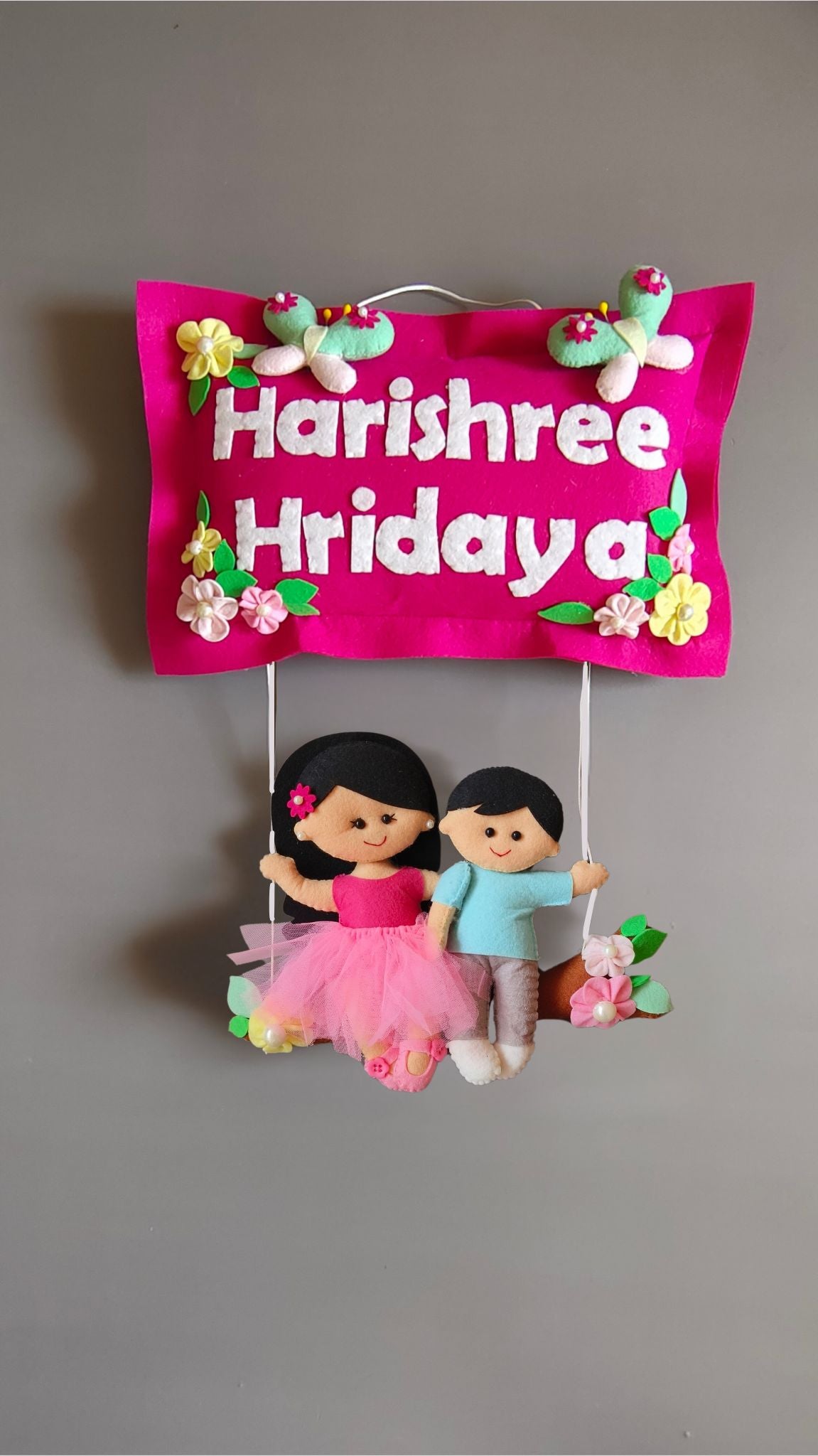 Personalised Siblings on Swing Custom Name Wall Decor