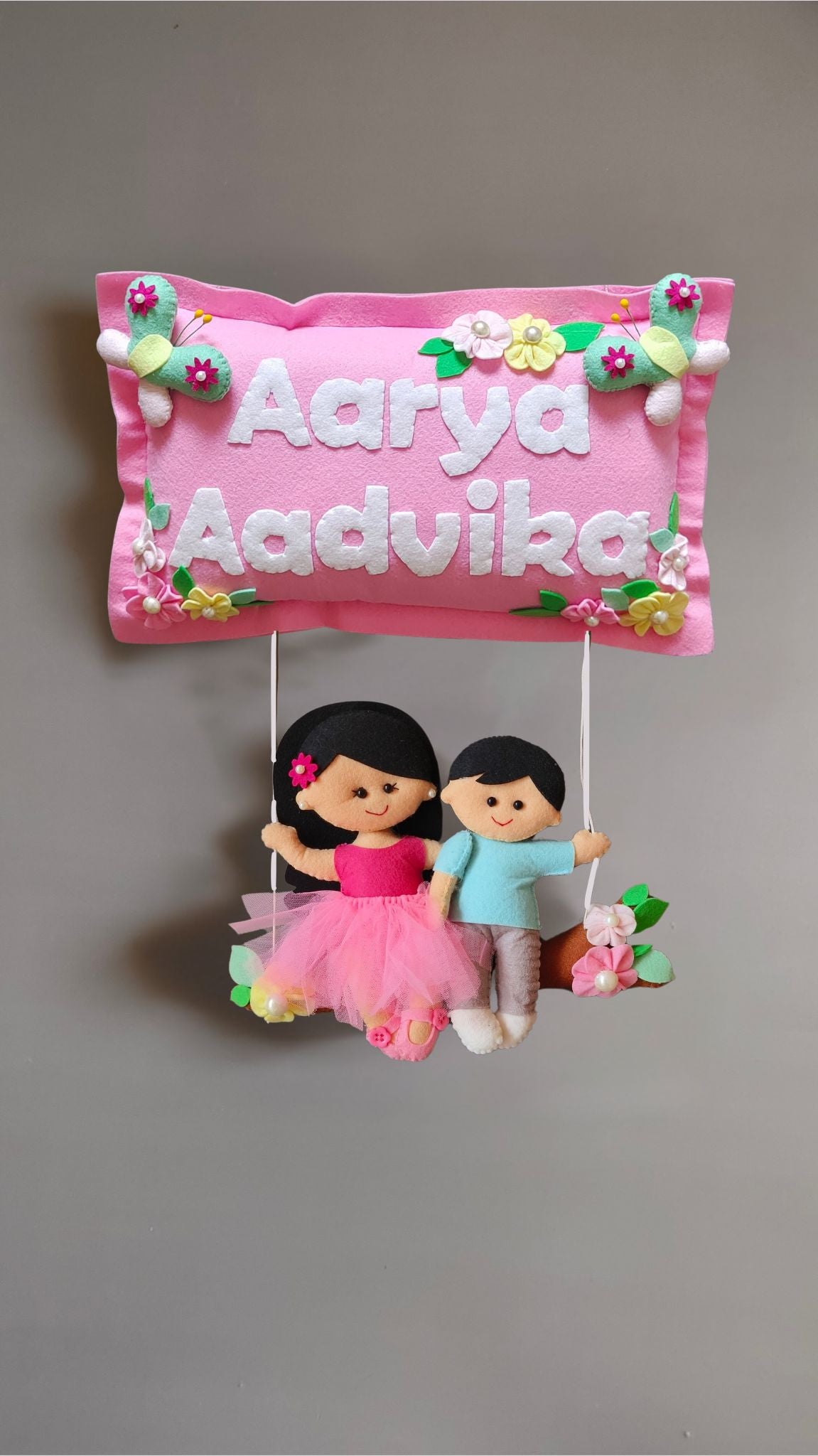 Personalised Siblings on Swing Custom Name Wall Decor
