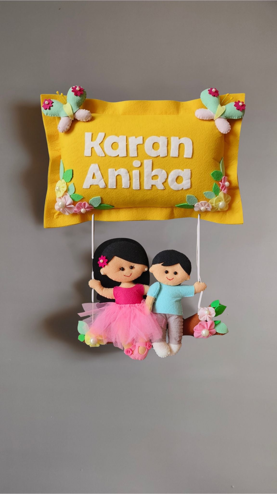 Personalised Siblings on Swing Custom Name Wall Decor