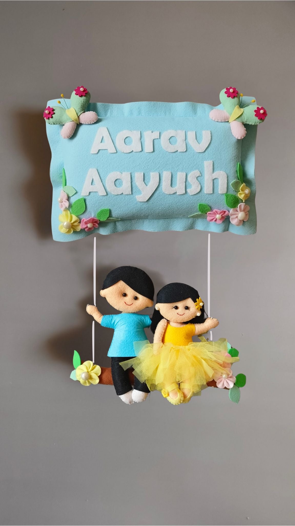 Personalised Siblings on Swing Custom Name Wall Decor
