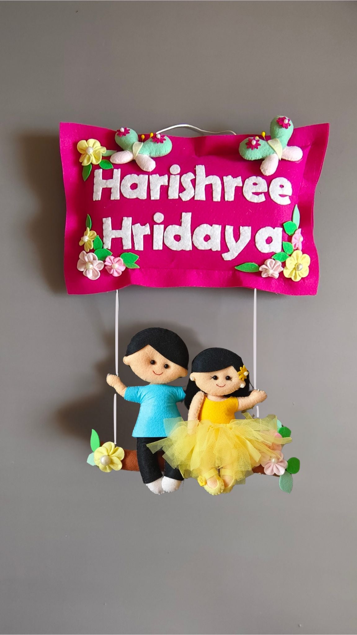 Personalised Siblings on Swing Custom Name Wall Decor