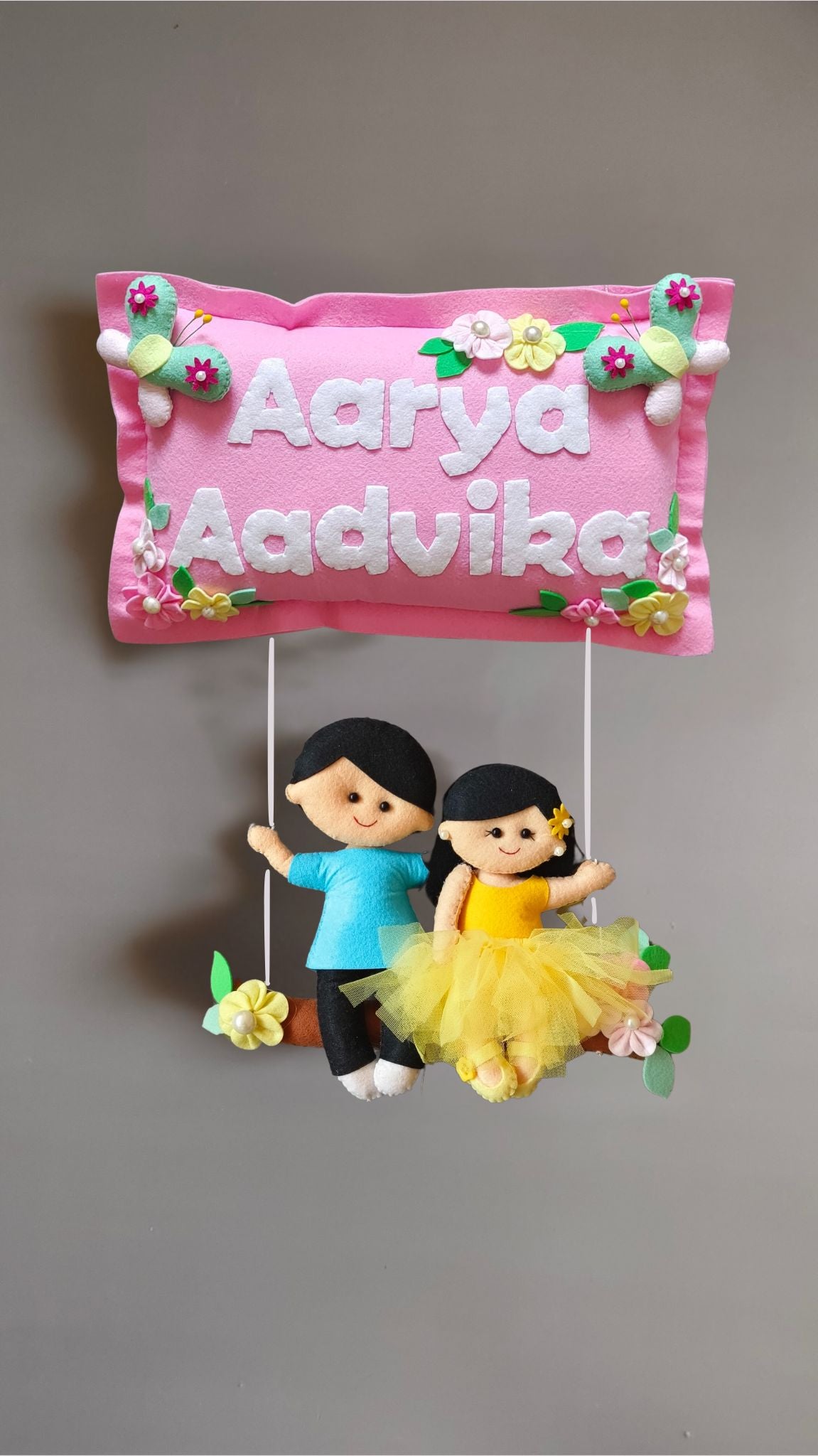 Personalised Siblings on Swing Custom Name Wall Decor