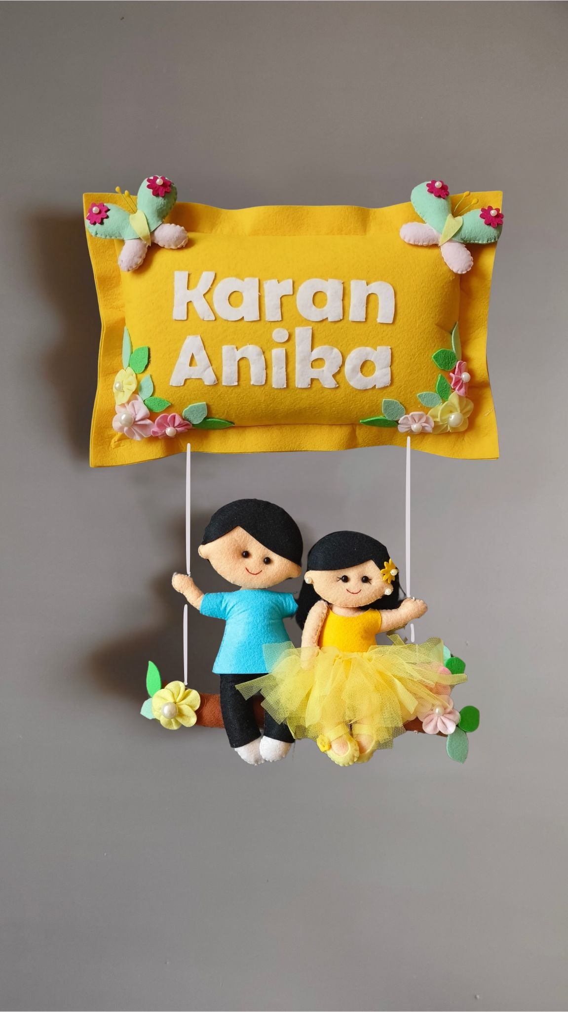 Personalised Siblings on Swing Custom Name Wall Decor
