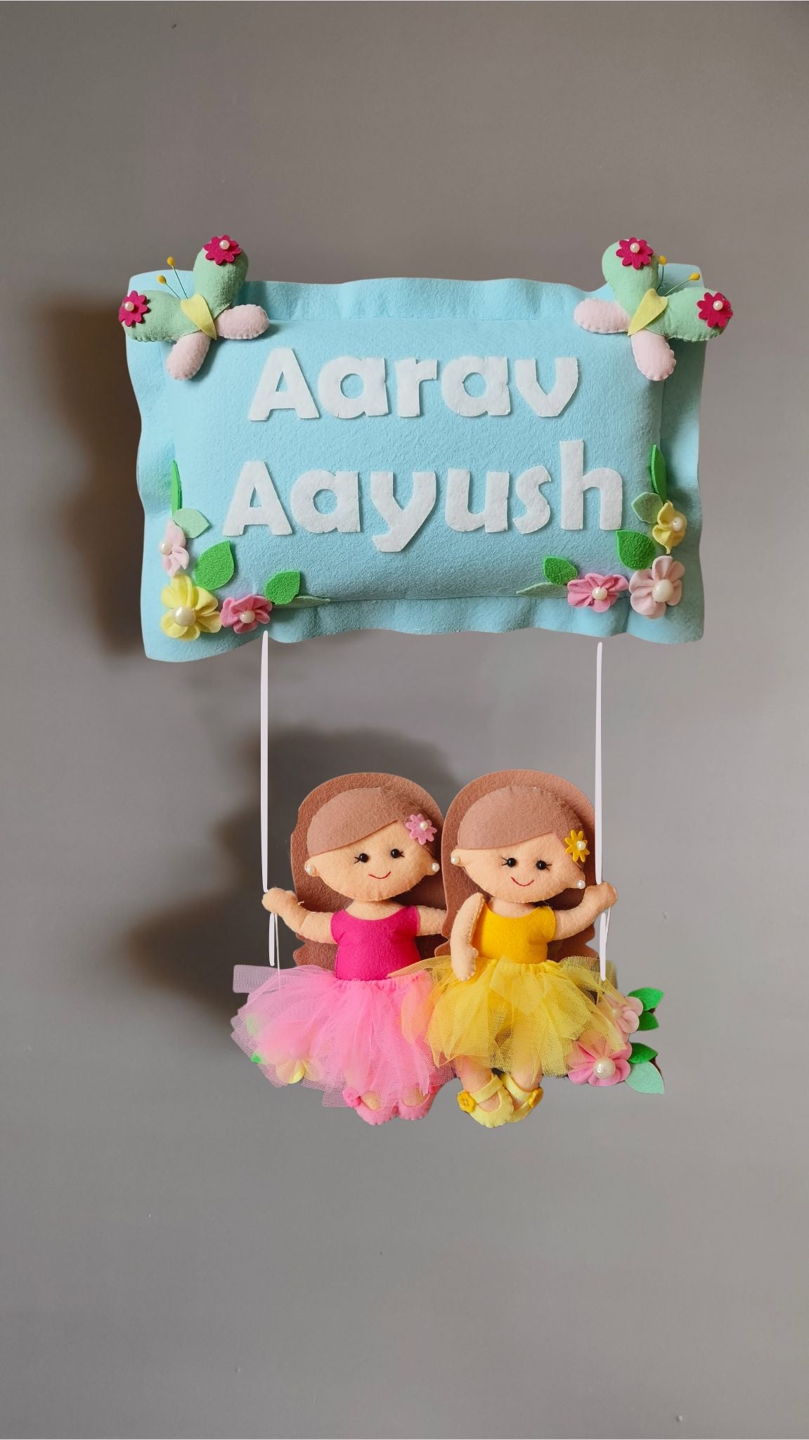 Personalised Siblings on Swing Custom Name Wall Decor