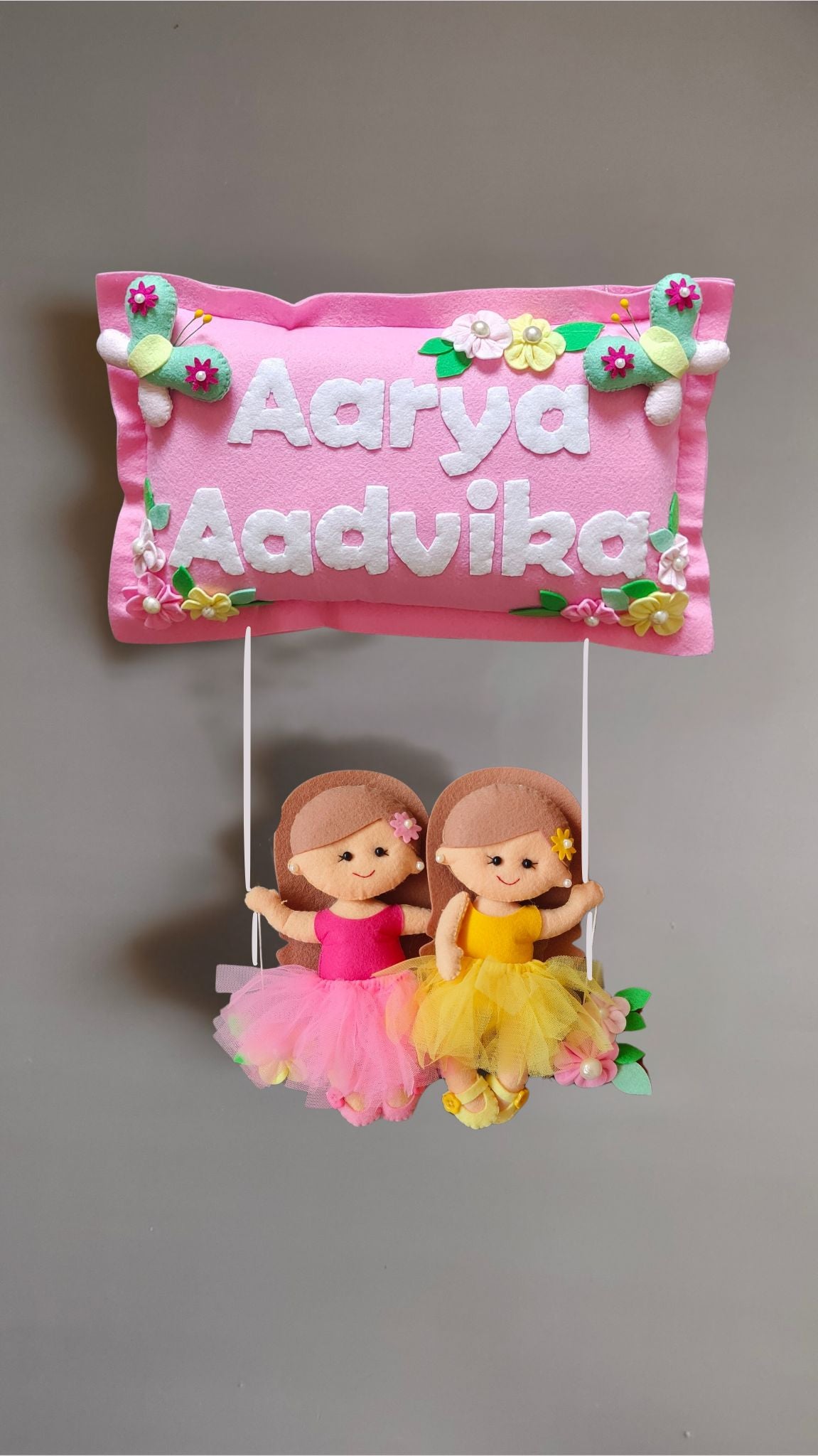 Personalised Siblings on Swing Custom Name Wall Decor