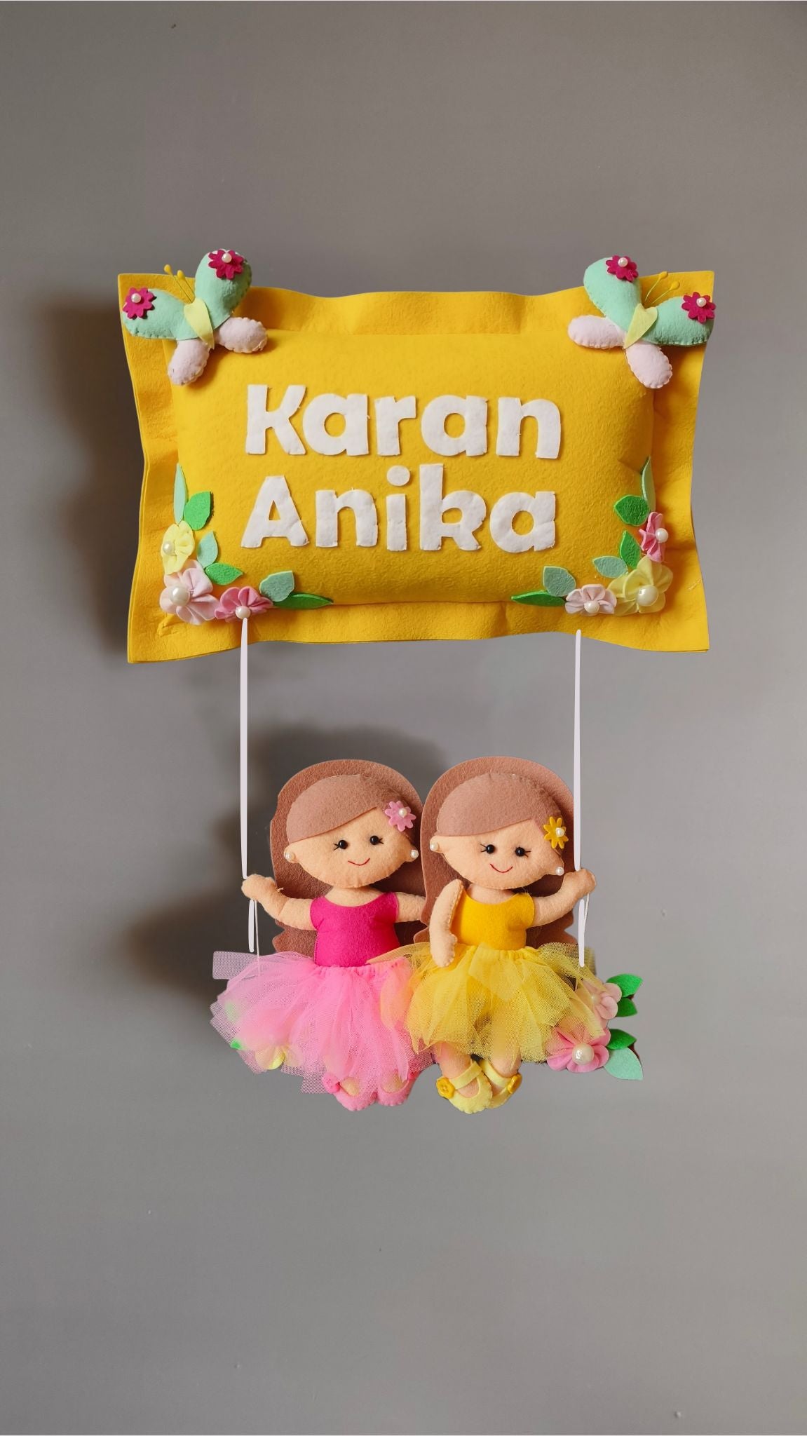 Personalised Siblings on Swing Custom Name Wall Decor