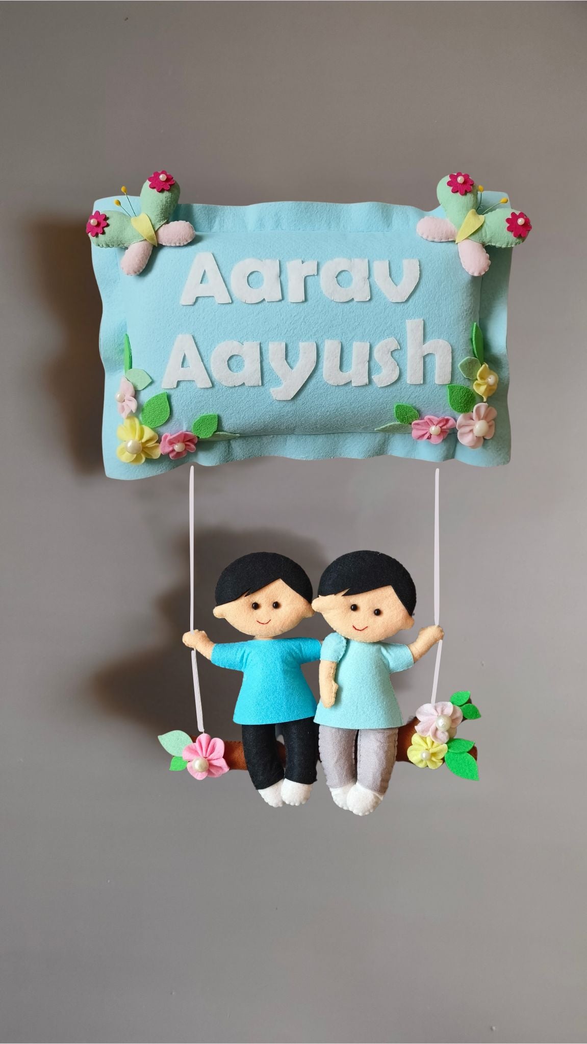 Personalised Siblings on Swing Custom Name Wall Decor