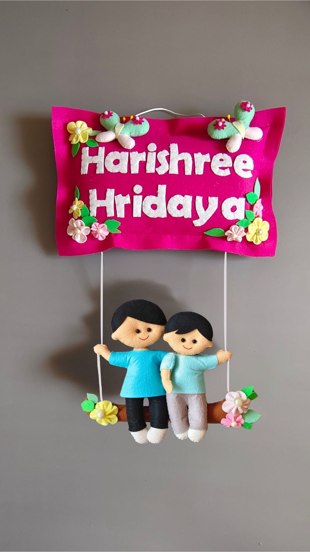Personalised Siblings on Swing Custom Name Wall Decor