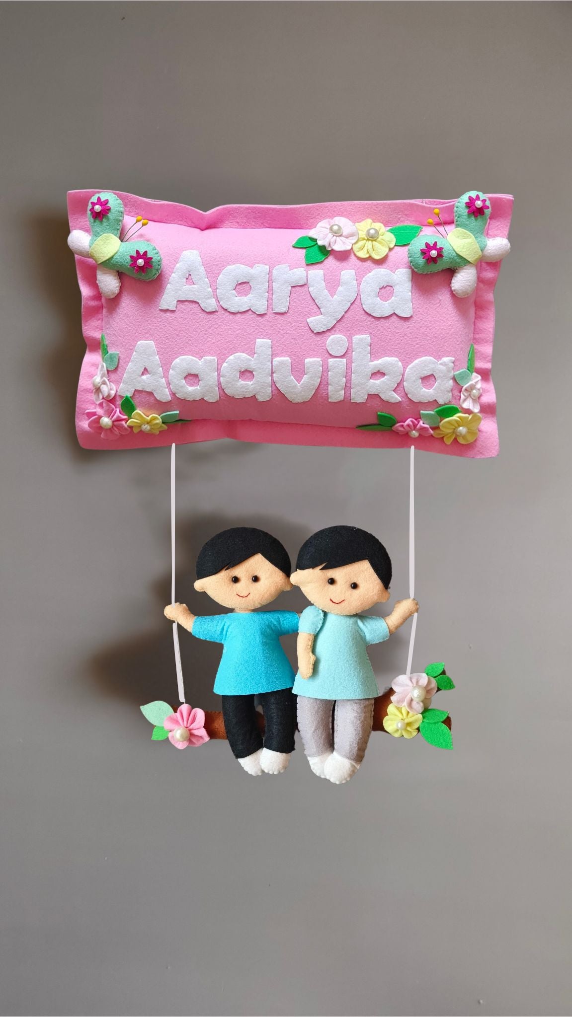 Personalised Siblings on Swing Custom Name Wall Decor