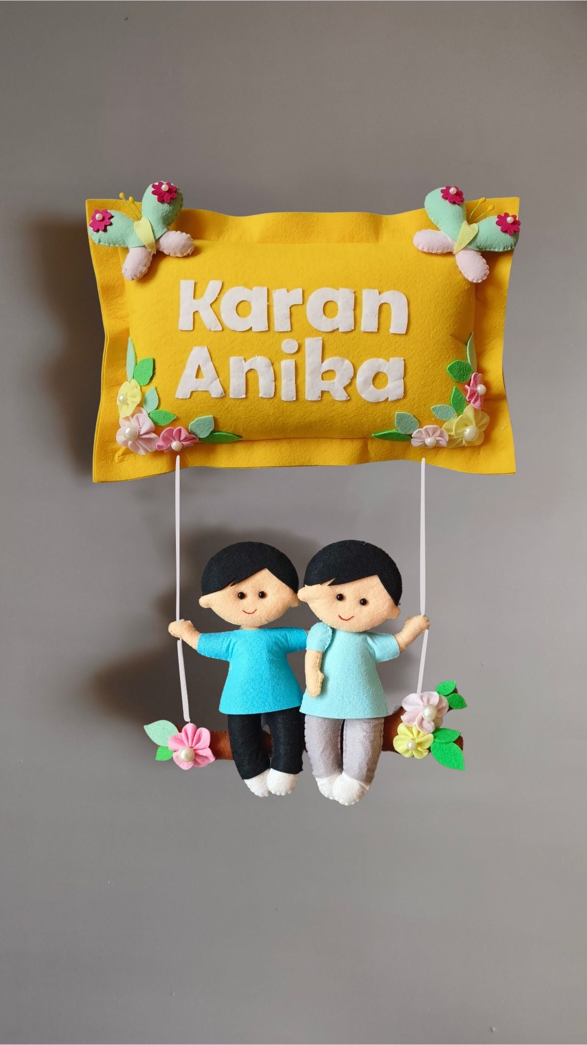 Personalised Siblings on Swing Custom Name Wall Decor