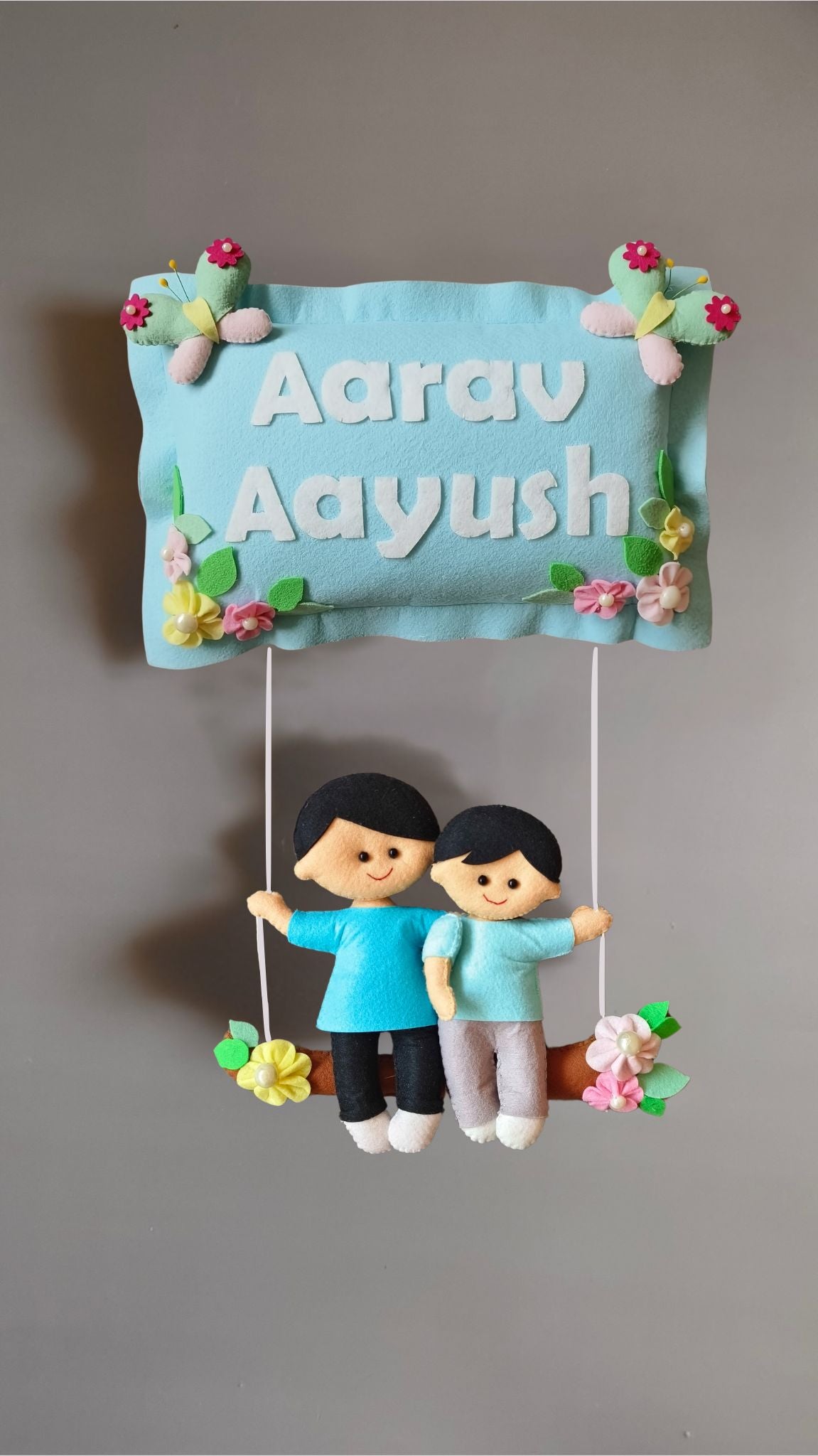 Personalised Siblings on Swing Custom Name Wall Decor