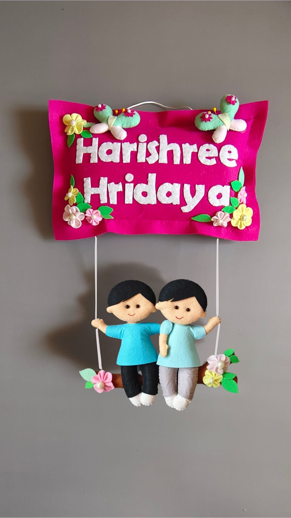 Personalised Siblings on Swing Custom Name Wall Decor