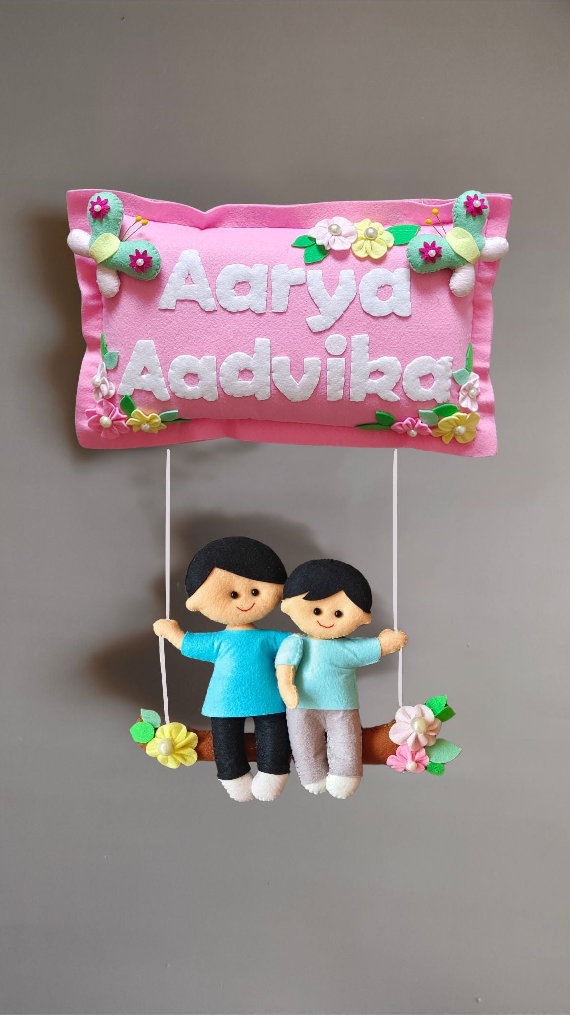 Personalised Siblings on Swing Custom Name Wall Decor