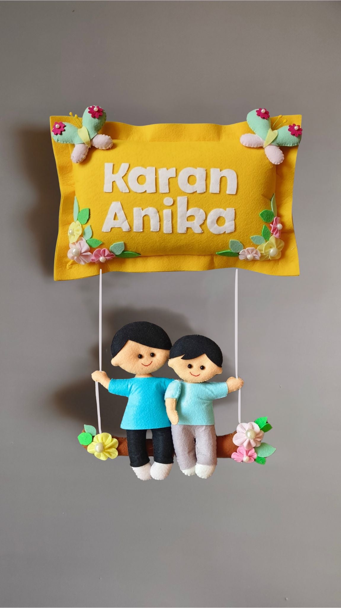 Personalised Siblings on Swing Custom Name Wall Decor