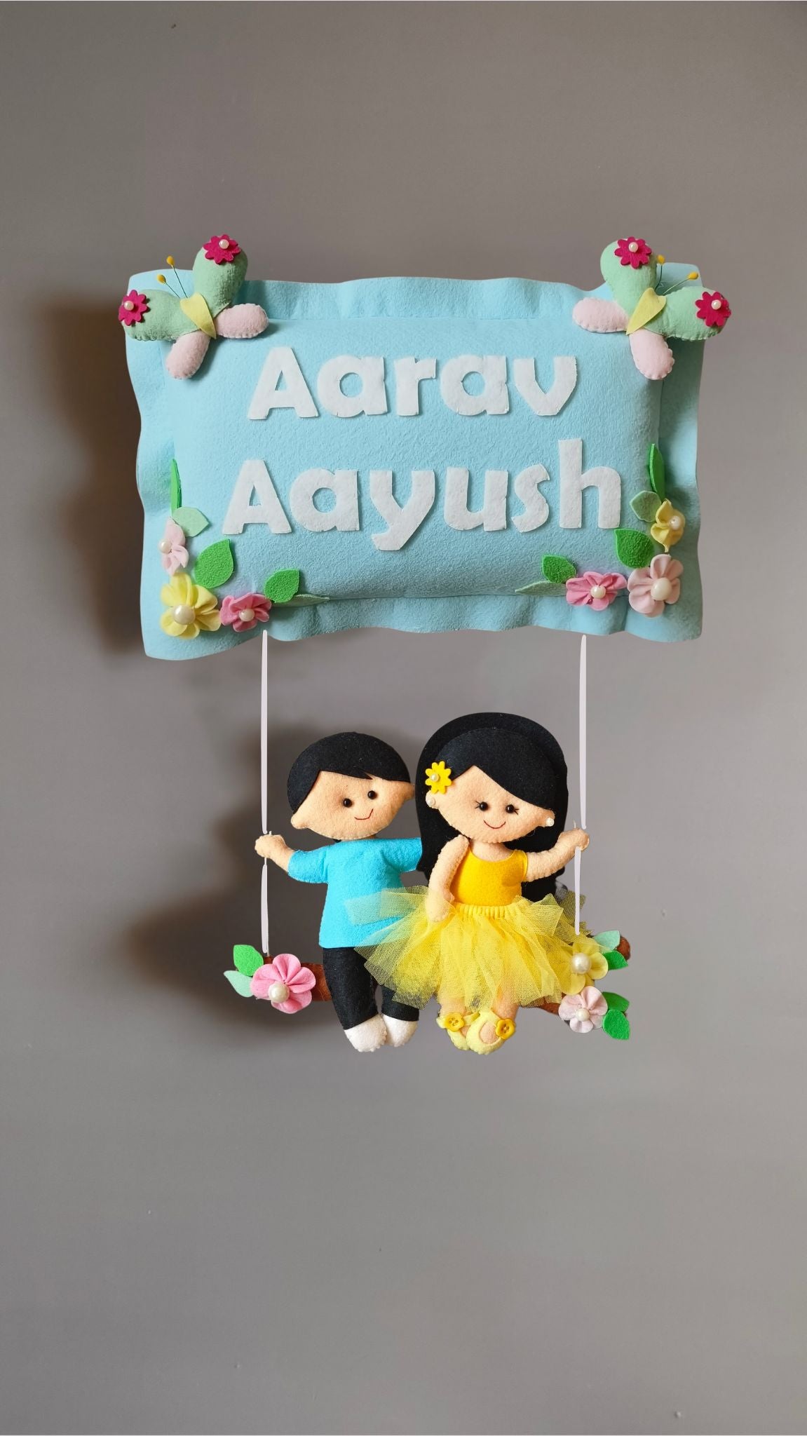Personalised Siblings on Swing Custom Name Wall Decor