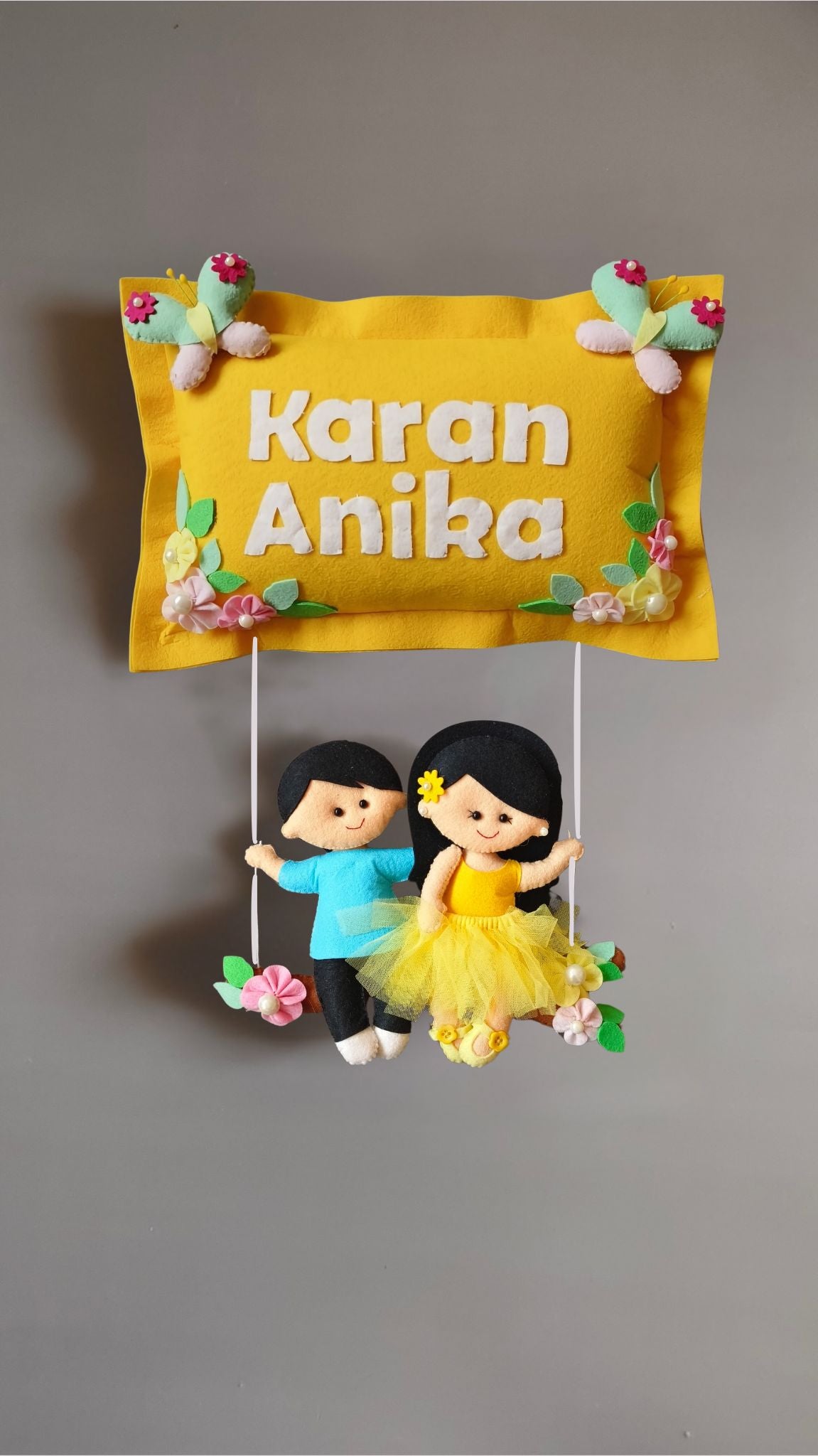 Personalised Siblings on Swing Custom Name Wall Decor