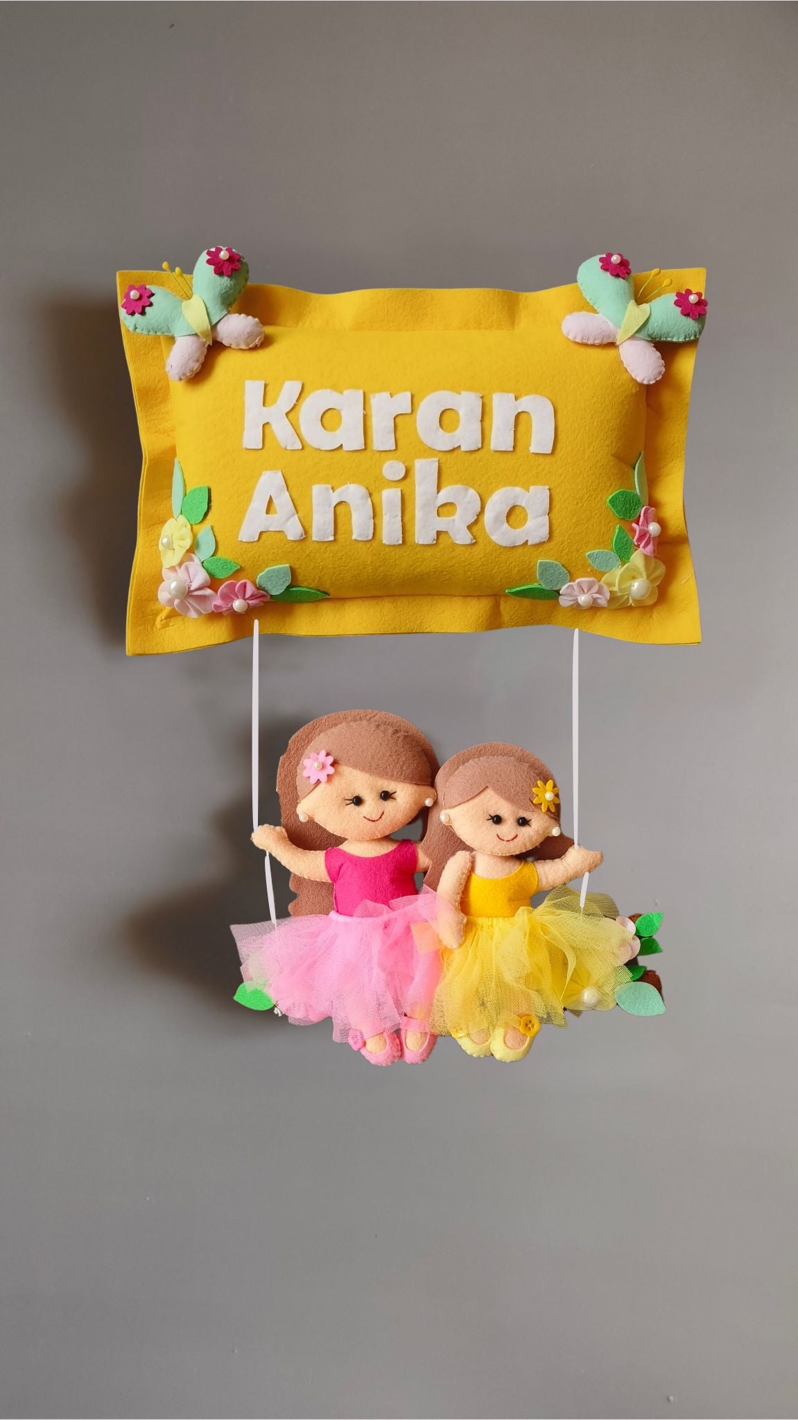 Personalised Siblings on Swing Custom Name Wall Decor