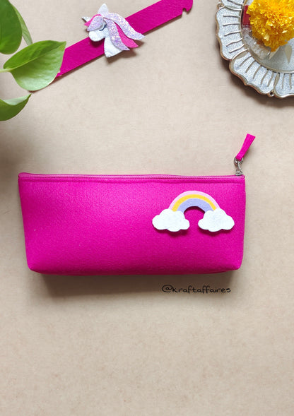 Rainbow Theme Felt Pencil Pouch
