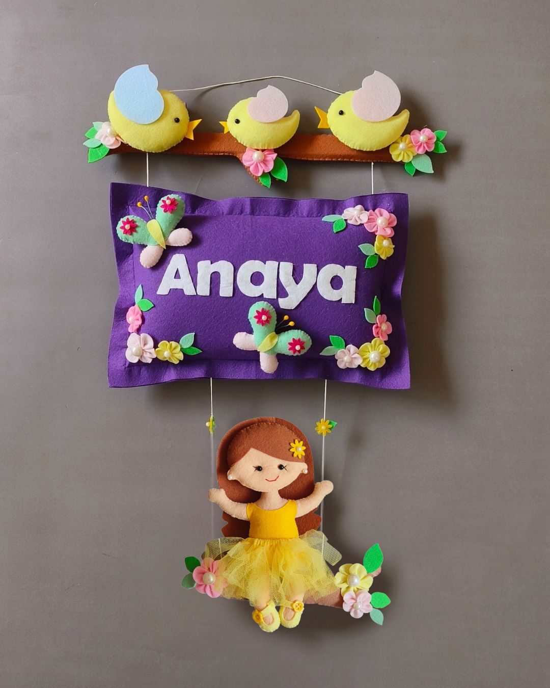 Bird Family with a girl on swing