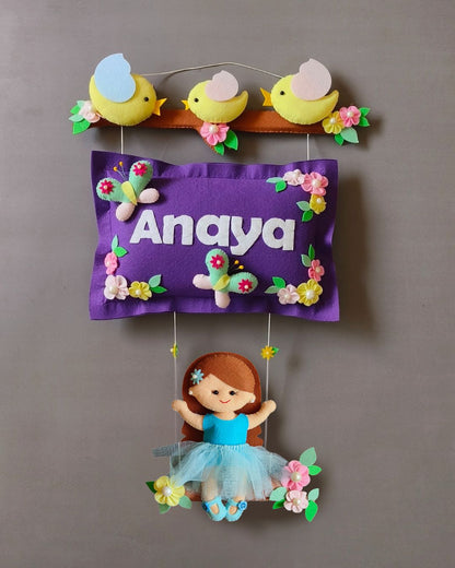 Bird Family with a girl on swing