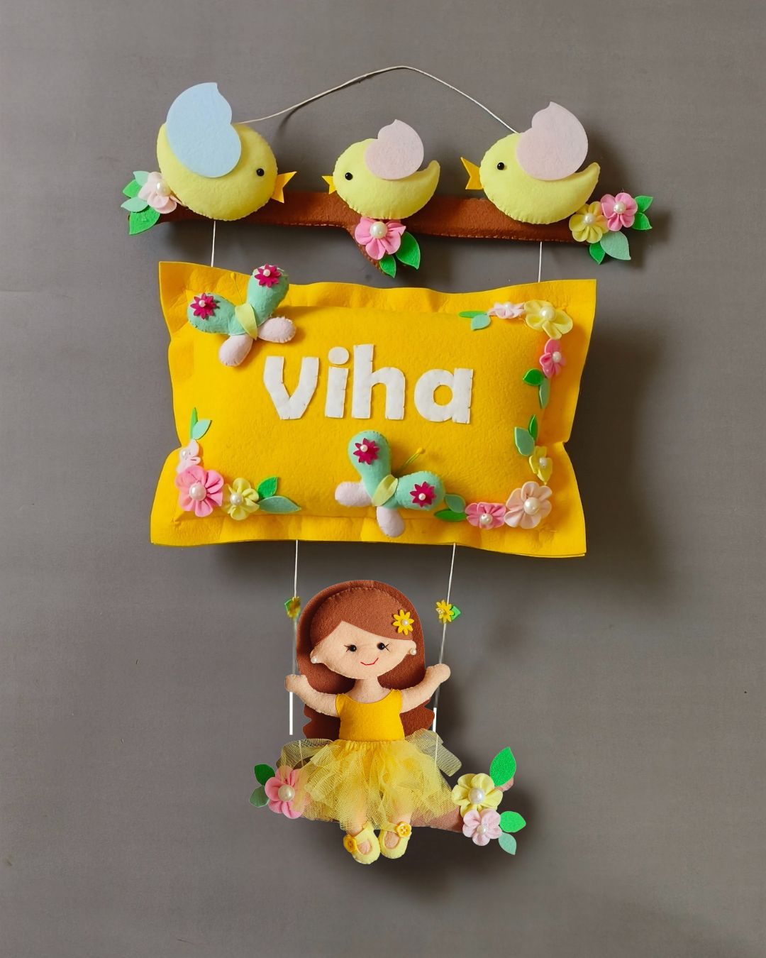 Bird Family with a girl on swing