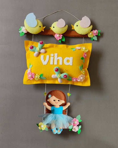 Bird Family with a girl on swing