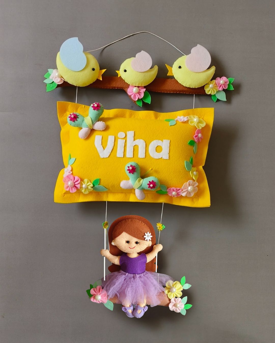 Bird Family with a girl on swing