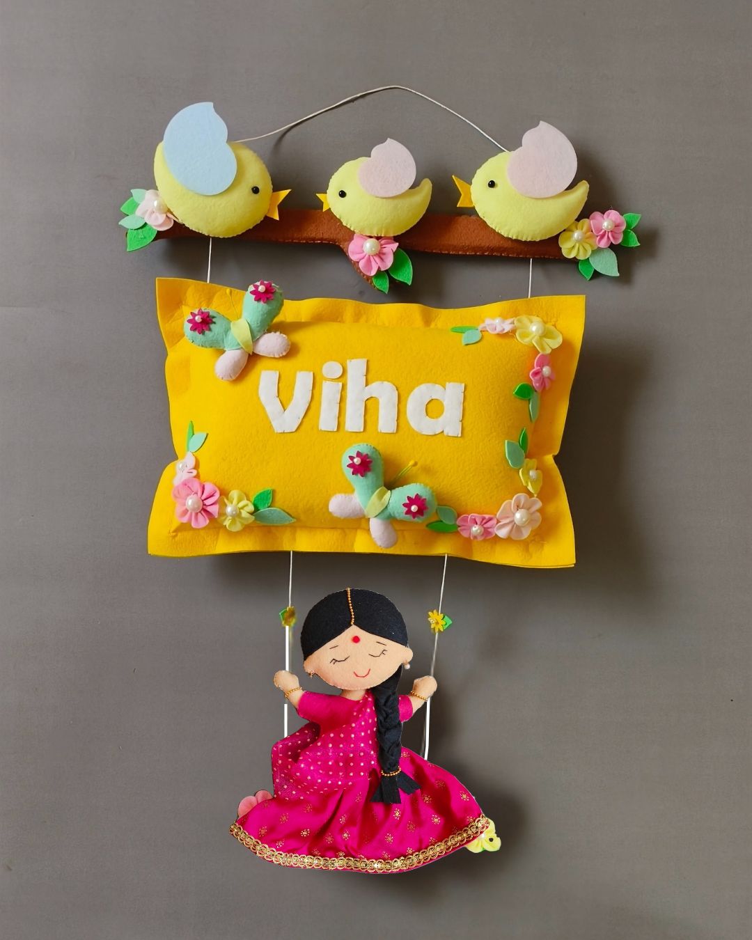Bird Family with a girl on swing