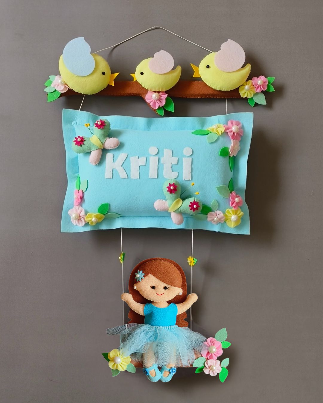 Bird Family with a girl on swing