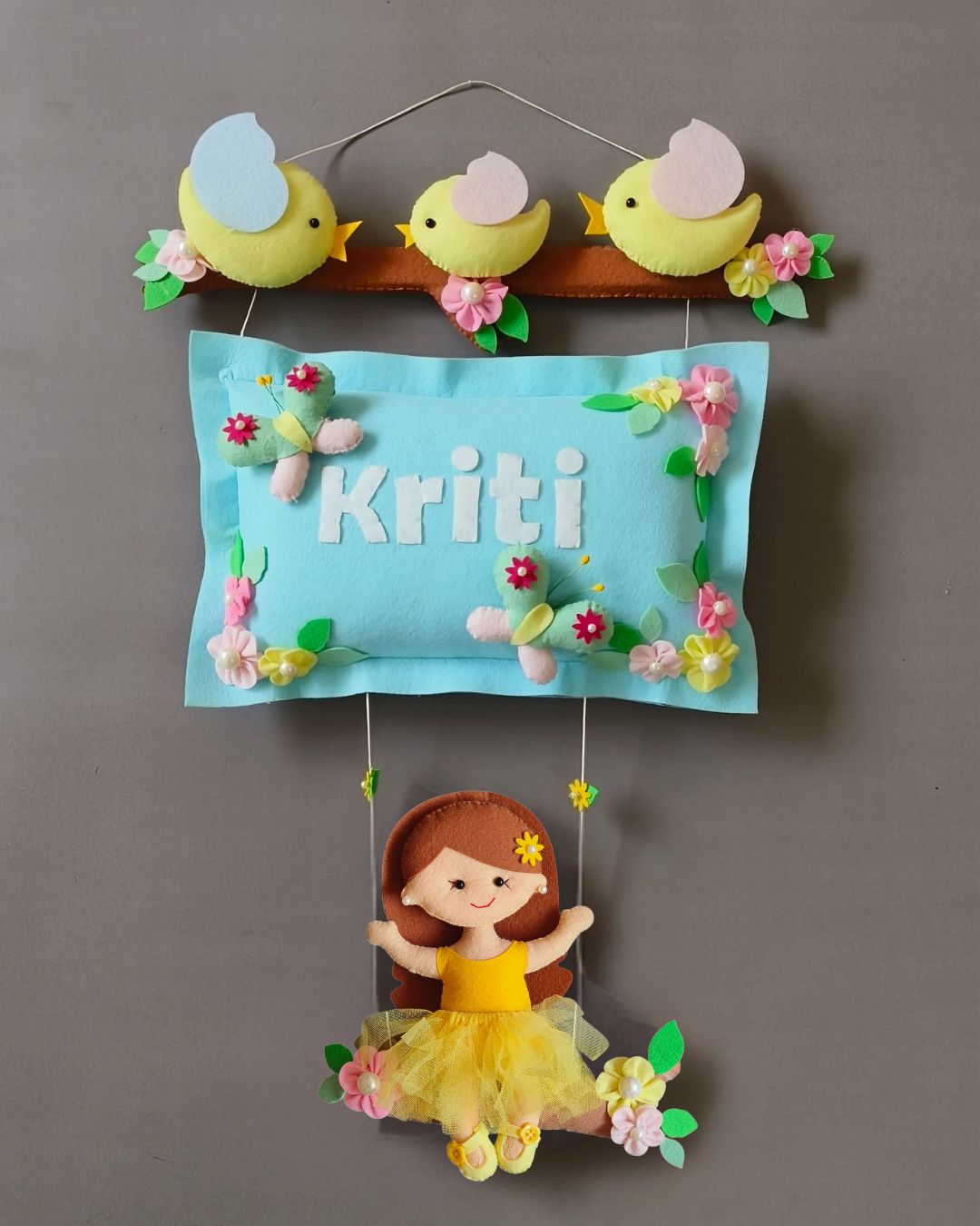 Bird Family with a girl on swing