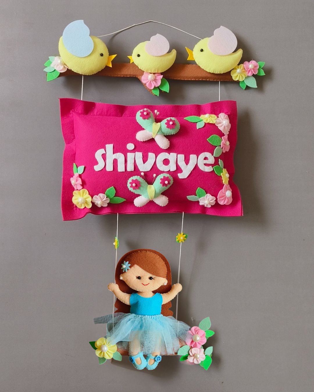 Bird Family with a girl on swing