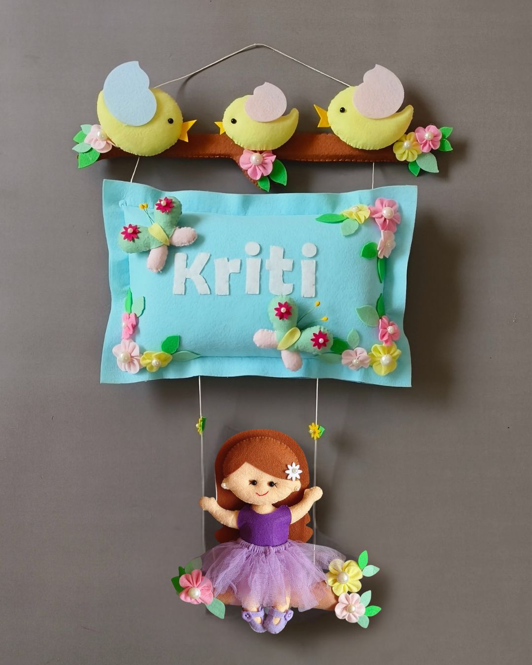 Bird Family with a girl on swing