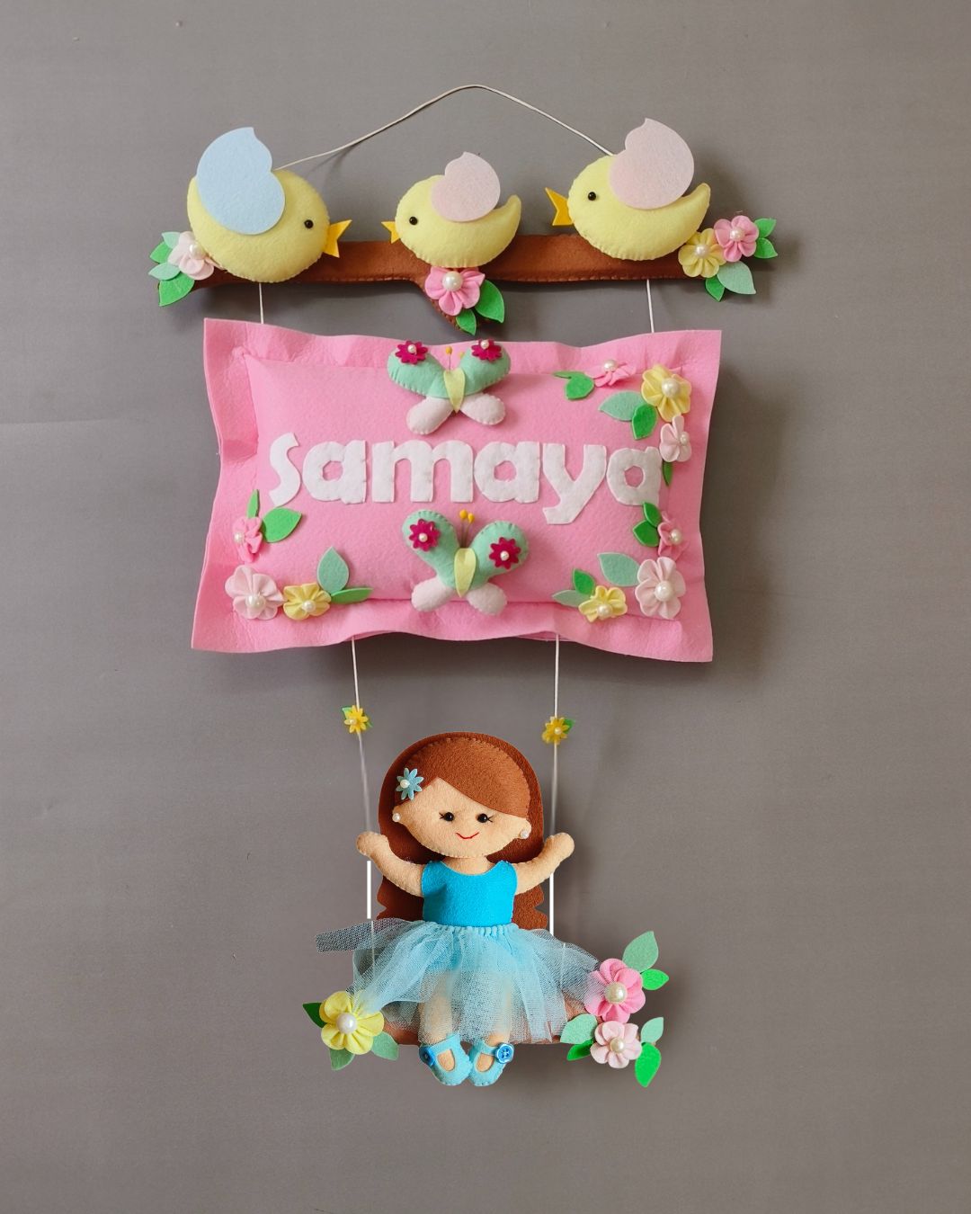 Bird Family with a girl on swing