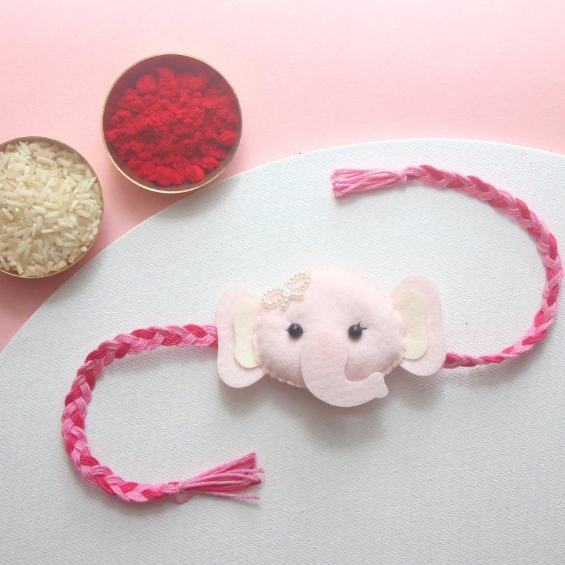 Pink Elephant Felt Rakhi – Handmade Kids Rakhi