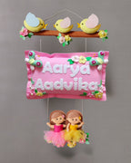 Personalised Bird Family with Siblings Custom Name Wall Hanging