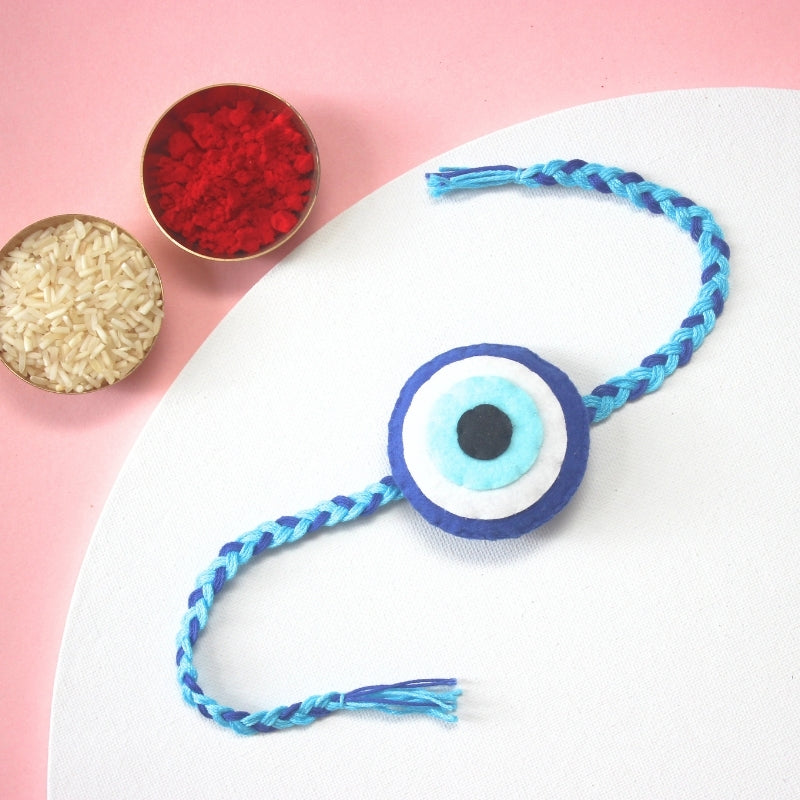 Evil eye Felt Rakhi – Handmade Kids Rakhi