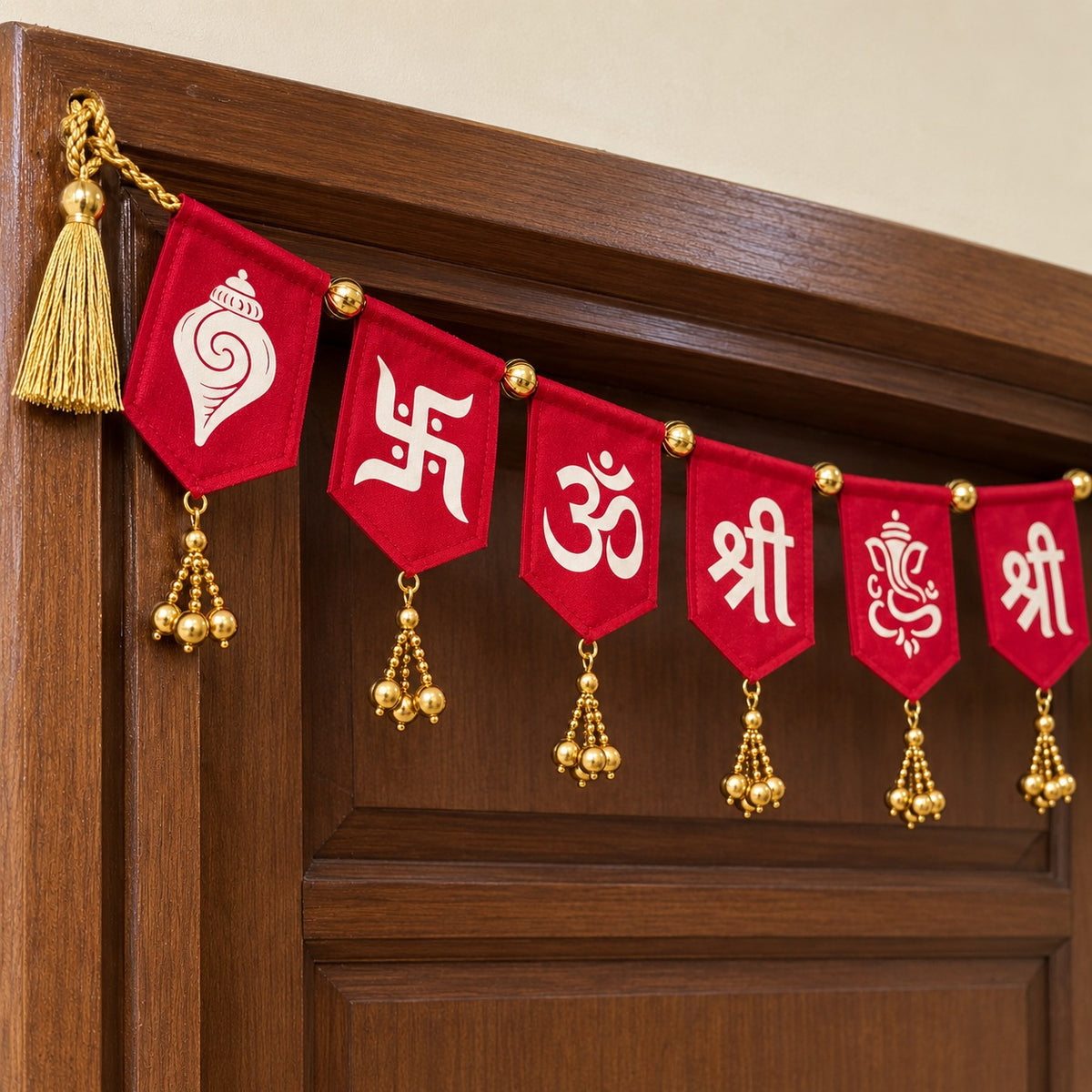Traditional Felt Diwali Toran with Shubh Symbols
