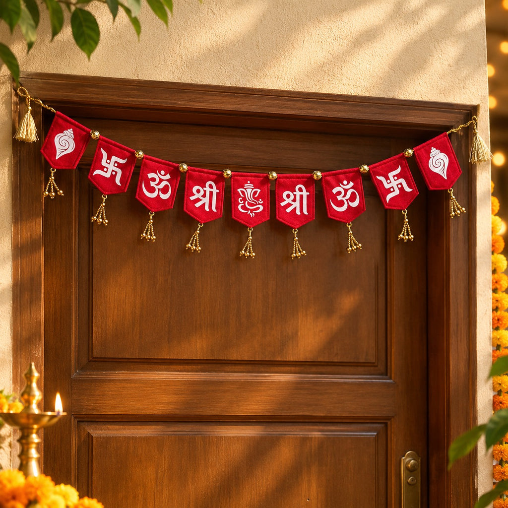 Traditional Felt Diwali Toran with Shubh Symbols