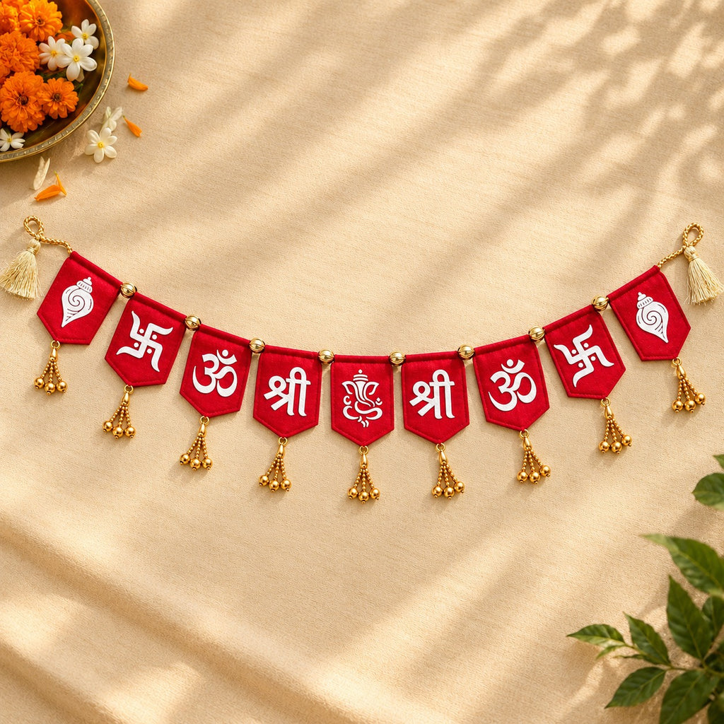 Traditional Felt Diwali Toran with Shubh Symbols