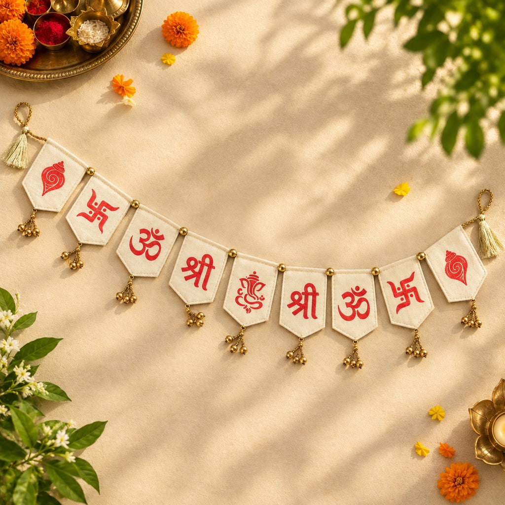 Traditional Felt Diwali Toran with Shubh Symbols