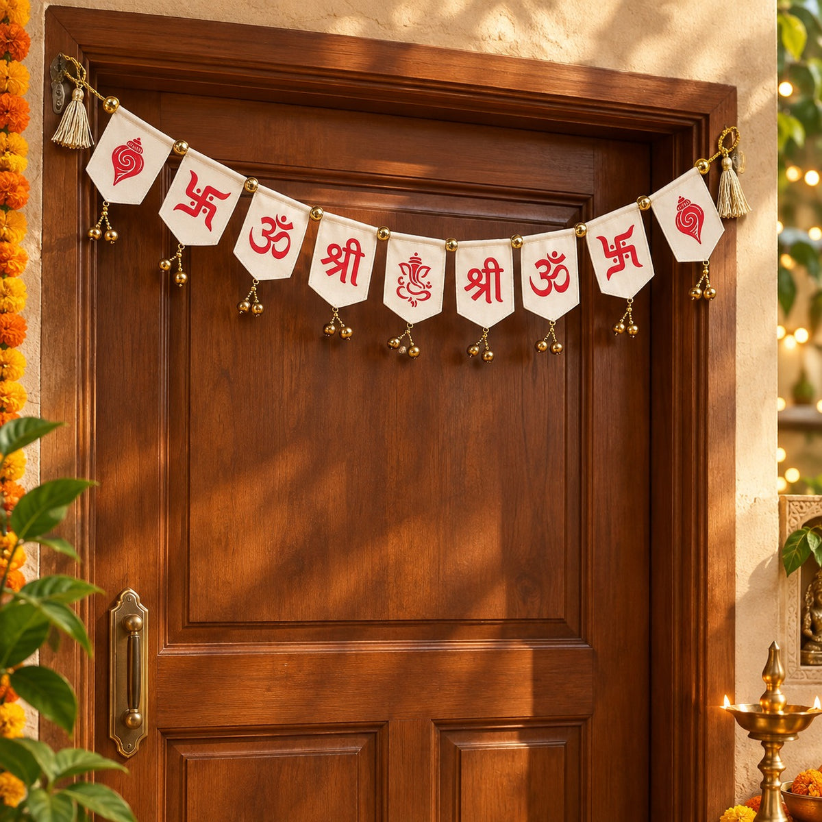 Traditional Felt Diwali Toran with Shubh Symbols