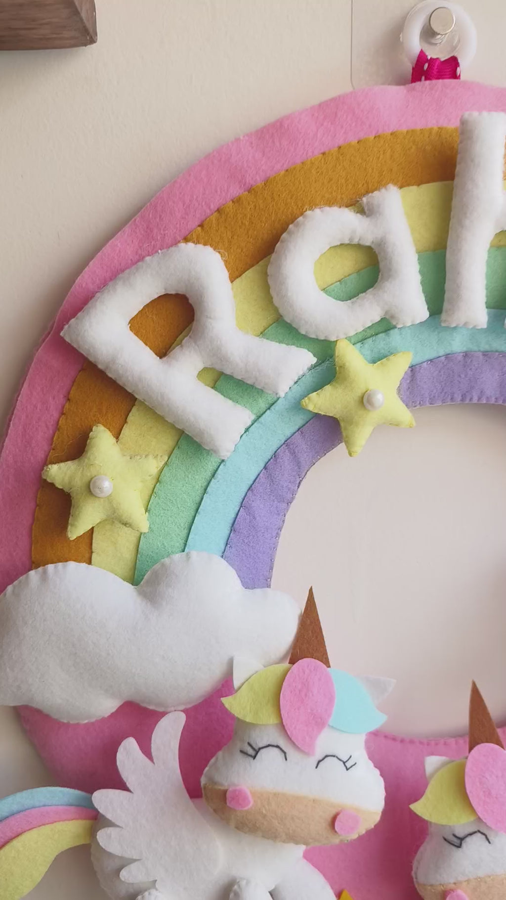 Personalised Unicorns with Rainbow Premium Handmade Wall Decor