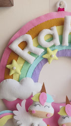 Personalised Unicorns with Rainbow Premium Handmade Wall Decor