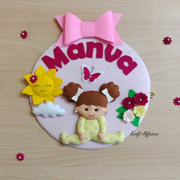 Personalised Baby Girl Handmade Wall Decor for Kids Room
