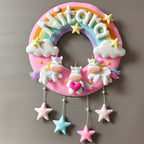 Personalised Unicorns with Rainbow Premium Handmade Wall Decor